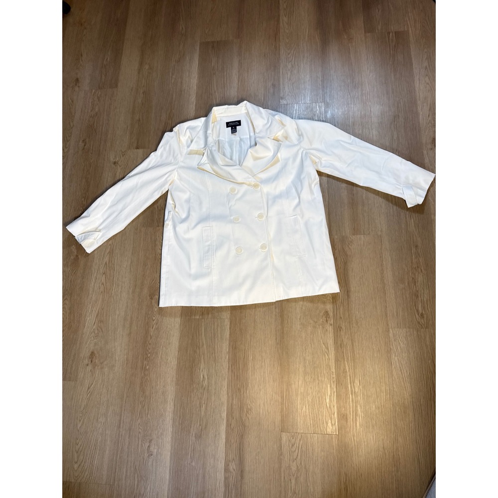 Vintage Jones New York Signature Pea Coat Women XL Cream Cotton Double Breasted
